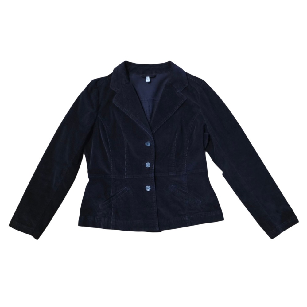 St Johns Bay Jacket Size Large Corduroy Vintage Button Business Casual Black